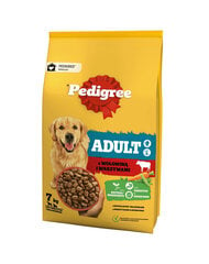 Pedigree Adult ar liellopa gaļu un dārzeņiem, 7 kg cena un informācija | Sausā barība suņiem | 220.lv