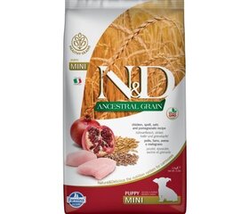 Farmina N&D Low Grain Mini Puppy ar vistu un granātāboliem, 2.5 kg cena un informācija | Sausā barība suņiem | 220.lv