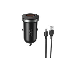 XO automašīnas lādētājs CC56 PD 30W QC 1x USB 1x USB-C melns + USB - USB-C kabelis cena un informācija | Lādētāji un adapteri | 220.lv