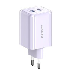 THREEKEY sienas lādētājs TK111 PD 35W 2x USB-C violeta krāsa cena un informācija | Lādētāji un adapteri | 220.lv