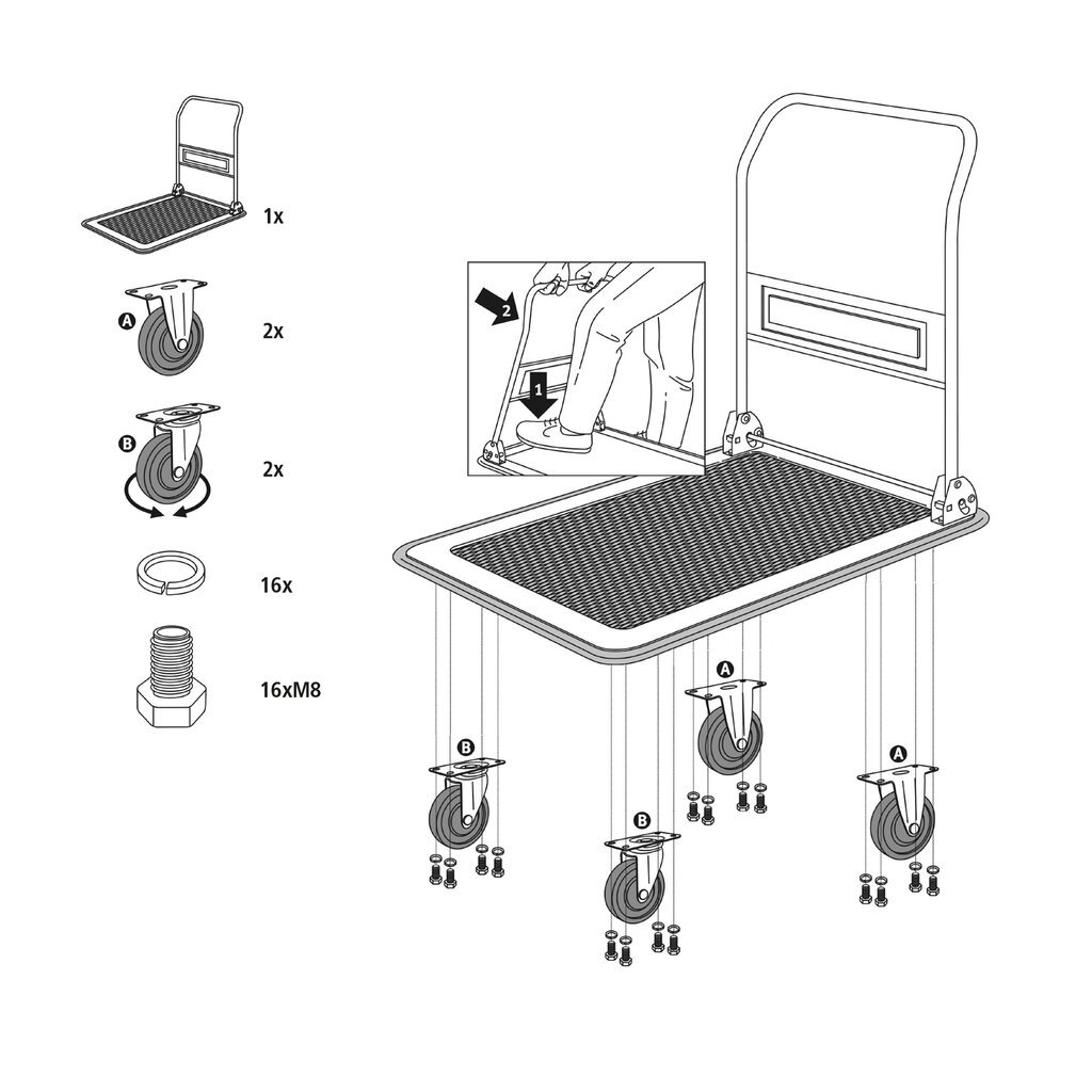 Kravas ratiņi, 150 kg cena un informācija | Rokas instrumenti | 220.lv