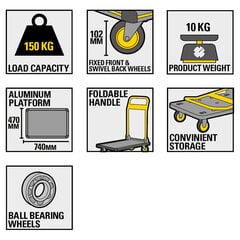 Kravas ratiņi, 150 kg cena un informācija | Rokas instrumenti | 220.lv