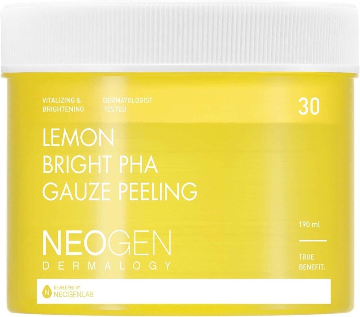 Neogen - Lemon Bright PHA Gāzes pīlings, 190ml/30EA - C vitamīna pīlinga spilventiņi цена и информация | Sejas maskas, acu maskas | 220.lv