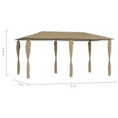 Lapene ar stabu pārsegiem, taupe, 3x6x2,6m, 160g/m² cena un informācija | Dārza nojumes un lapenes | 220.lv