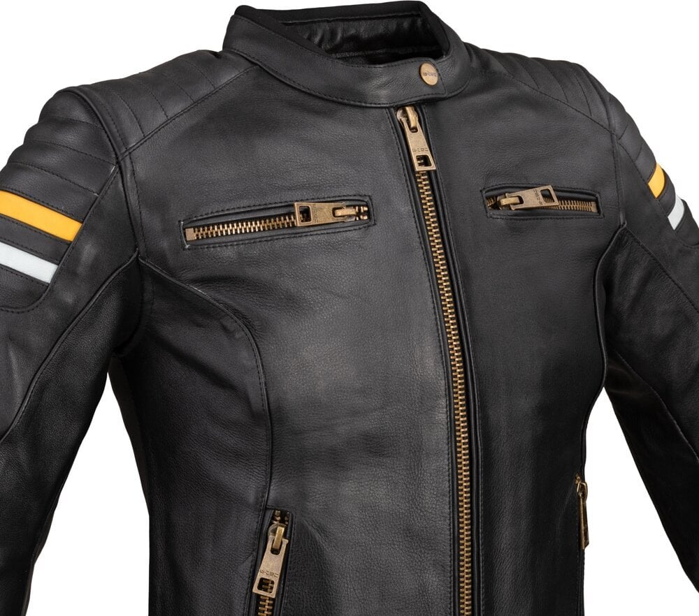 Sieviešu ādas motociklistu jaka W-TEC Stripe Lady - Black L cena un informācija | Moto jakas | 220.lv