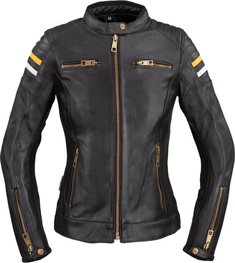 Sieviešu ādas motociklistu jaka W-TEC Stripe Lady - Black L cena un informācija | Moto jakas | 220.lv