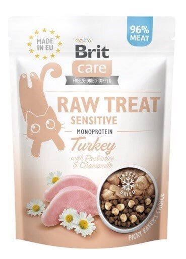 Brit Care Raw Treat Sensitive, tītara kārums kaķiem, 40g цена и информация | Gardumi kaķiem | 220.lv