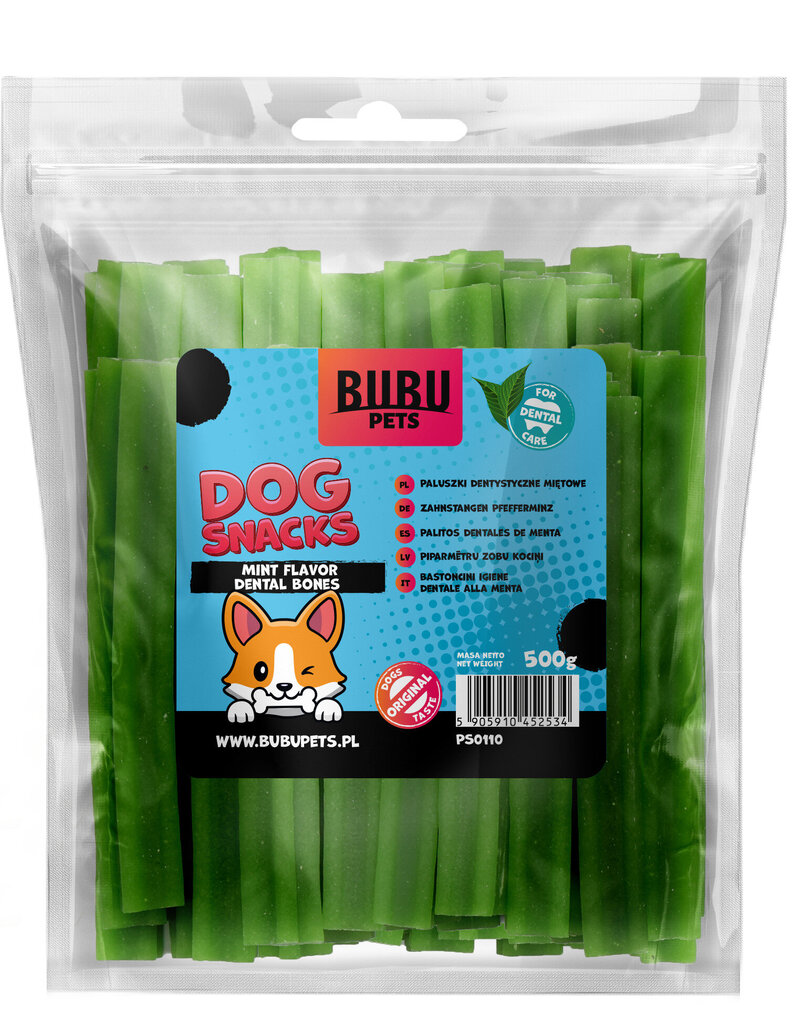 Bubu Pets piparmētras garšas zobu kauliņi, 500g cena un informācija | Gardumi suņiem | 220.lv