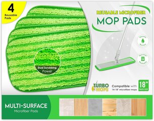 Turbo Microfiber Mikrošķiedras mopu galviņas, 4 gab. cena un informācija | Tīrīšanas piederumi | 220.lv