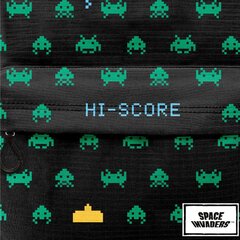 Space Invaders divu nodalījumu skolas mugursoma melna cena un informācija | Skolas somas | 220.lv