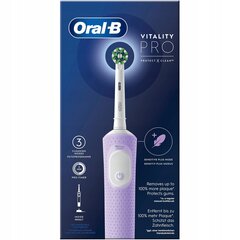 Oral-B Vitality Pro D103 Lilac Violet + rezerves uzgaļi + melns futrālis + zobu bakstāmie + iemutiņš cena un informācija | Elektriskās zobu birstes | 220.lv