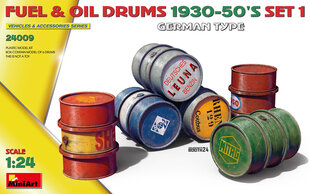 Līmējošais modelis MiniArt 24009 Fuel & Oil Drums 1930-50's Set 1 (German Type) 1/24 cena un informācija | Līmējamie modeļi | 220.lv