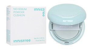 Innisfree No-Sebum Powder Cushion 21N Vanilla 14g - Matējošs pūderveida tonālais krēms cena un informācija | Grima bāzes, tonālie krēmi, pūderi | 220.lv