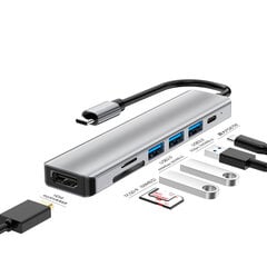 USB концентратор Hub 7in1 USB-C/USB-3/USB-2/HDMI/Micro SD цена и информация | Адаптеры и USB разветвители | 220.lv