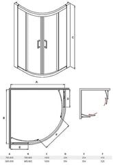 Prece ar bojātu iepakojumu. Pusapaļa dušas kabīne Besco Modern, 80,90x165 cm cena un informācija | Santehnikas preces ar bojātu iepakojumu | 220.lv