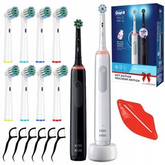 Oral-B Pro 3 3900 Black+White zobu birste Divu zobu birsteņu komplekts + 8 precīzijas rezerves. cena un informācija | Elektriskās zobu birstes | 220.lv