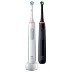 Oral-B Pro 3 3900 Black+White zobu birste Divu zobu birsteņu komplekts + 8 precīzijas rezerves. cena un informācija | Elektriskās zobu birstes | 220.lv