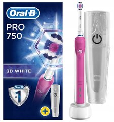 Oral-B Pro 750 rozā zobu birste ar korpusu + Precision x8 rezerves daļas cena un informācija | Elektriskās zobu birstes | 220.lv