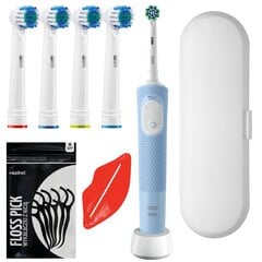 Oral-B Vitality Pro D103 Blue zobu birste + Precision Clean SB-17A x4 rezerves uzgaļi + balts apvalks цена и информация | Электрические зубные щетки | 220.lv