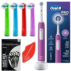 Oral-b Junior Pro Violet zobu birste + 4x EB-10A Color rezerves uzgalis cena un informācija | Elektriskās zobu birstes | 220.lv