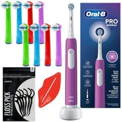 Oral-b Junior Pro Violet zobu birste + 8x EB-10A Color rezerves uzgalis cena un informācija | Elektriskās zobu birstes | 220.lv