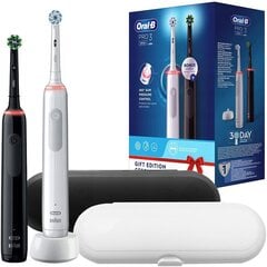 Oral-B Pro 3 3900 Black+White zobu birste Divu zobu birste + melns un balts apvalks цена и информация | Электрические зубные щетки | 220.lv