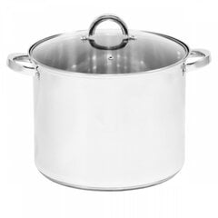 Кастрюля STOCKPOT из нержавеющей стали со стеклянной крышкой, 13 л. цена и информация | Кастрюли, скороварки | 220.lv