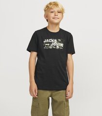 Jack & Jones bērnu T-krekls 12263089*01, melns 5715610365078 cena un informācija | T-krekli sievietēm | 220.lv