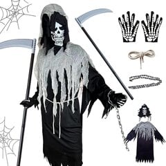 BARVERE Grim Reaper Halloween kostīms ar sirpi bērniem, L izmērs cena un informācija | Karnevāla tērpi, maskas | 220.lv