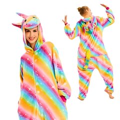 Kigurumi pidžama Rainbow Unicorn kostīms S: 145 - 155cm cena un informācija | Naktskrekli, pidžamas | 220.lv