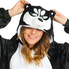 Pidžama Onesie Kigurumi Kostīms Pārģērbšanās Melns Husky S: 145 - 155cm cena un informācija | Naktskrekli, pidžamas | 220.lv