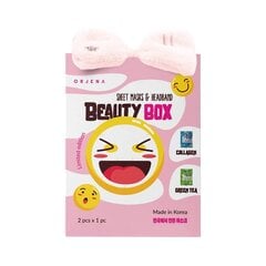 Orjena - Beauty Box Loksnes maskas un aproce - 2 lokšņu masku komplekts ar aproci cena un informācija | Sejas maskas, acu maskas | 220.lv