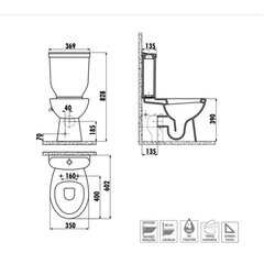 Компактный унитаз Sedef Creavit  с функцией биде и кран холодной воды + сидение soft-close, белый цена и информация | Унитазы | 220.lv