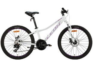 Velosipēds AL 24" Leon JUNIOR AM DD rāmis-12" balts ar ceriņu cena un informācija | Velosipēdi | 220.lv