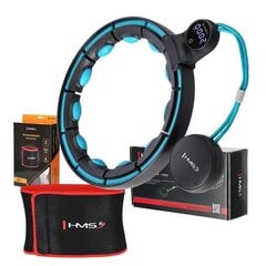 Komplekts SET HULA HOOP MAGNETIC BLACK/TURQUOISE HHM17 WITH WEIGHT + COUNTER HMS + WAIST SUPPORT BR163 RED цена и информация | Другие товары для фитнеса | 220.lv