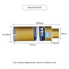 MX dimanta urbis 180 mm garums 120 mm diametrs dzelzsbetona marmora sienas caurums sausā saskarne M22 dimanta urbis. cena un informācija | Rokas instrumenti | 220.lv