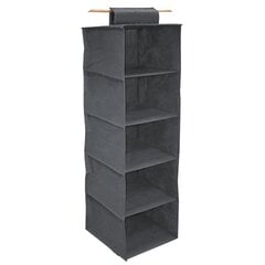 Organizators iekarināms ar 5 plauktiem 30x30x120cm Grey cena un informācija | Pakaramie un apģērbu maisi | 220.lv