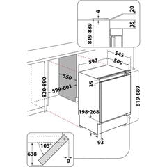 Built in cooler Whirlpool 82cm cena un informācija | Ledusskapji | 220.lv