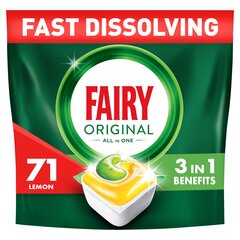 Таблетки для посудомоечной машины Fairy Original All in One Lemon, 71 цена и информация | Средства для мытья посуды | 220.lv