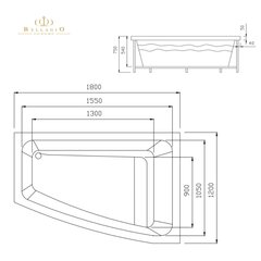 Массажная Bанна Bellagio Luxury Bolle C Bодным И Bоздушным Mассажем 180x120, Левосторонняя цена и информация | Массажные ванны для ног | 220.lv