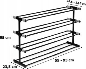 Regulējams apavu plaukts, 4 līmeņi цена и информация | Полки для обуви, банкетки | 220.lv