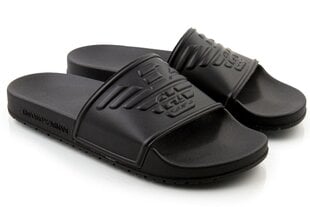 Emporio Armani pludmales apģērbs unisex slip-on flip-flops melns cena un informācija | Vīriešu iešļūcenes, čības, sandales | 220.lv