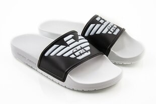 Emporio Armani pludmales apģērbs unisex slip-on flip-flops balti un melni цена и информация | Мужские шлепанцы, босоножки | 220.lv