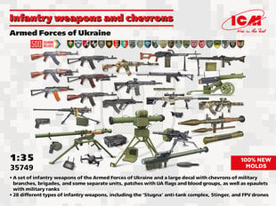 Līmējošais modelis ICM 35749 Infantry weapons and chevrons of the Armed Forces of Ukraine 1/35 cena un informācija | Līmējamie modeļi | 220.lv