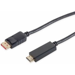 No-Name DisplayPort (ST) > HDMI (ST) 7,5 m 4K 60 Hz apzeltīts melns cena un informācija | Kabeļi un vadi | 220.lv