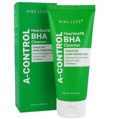 NINE LESS A-Control Heartleaf &amp; BHA Cleanser 120 ml - Attīrošs gēls tīrīšanai cena un informācija | Sejas ādas kopšana | 220.lv