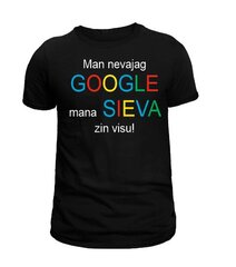 T-krekls "Man nevajag google, mana sieva zina visu", melns ar krāsainu apdruku. cena un informācija | Vīriešu T-krekli | 220.lv