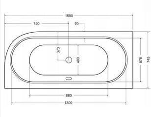 Ванна Besco Avita, 150x75 см, левосторонняя цена и информация | Ванны | 220.lv