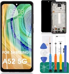 LED ekrāns priekš Samsung Galaxy A52 5G Rezerves skārienjūtīgā ekrāna montāžas komplekts ar rāmi (atbalsta pirkstu nospiedumus) cena un informācija | Ekrāna aizsargstikli | 220.lv