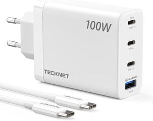 TECKNET USB C 100W ātrais lādētājs ar 1,5 m USB-C līdz USB-C kabeli cena un informācija | Lādētāji un adapteri | 220.lv